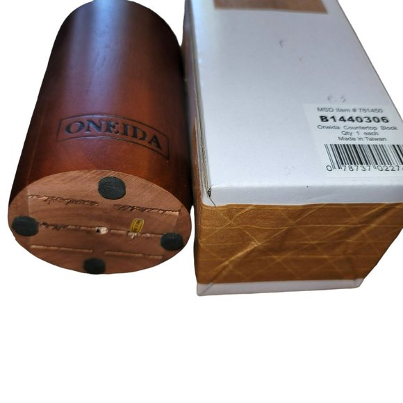 Oneida Countertop Knife Block Round Faux Walnut Wood NIB DH572 - Picture 2 of 7